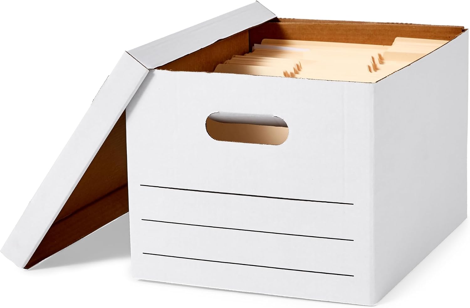 61WDg50nAyL._AC_SL1500_.jpg Flip-Top Document Storage Box – Tape-Free Foldable Box for Documents and Stationery - Image 1