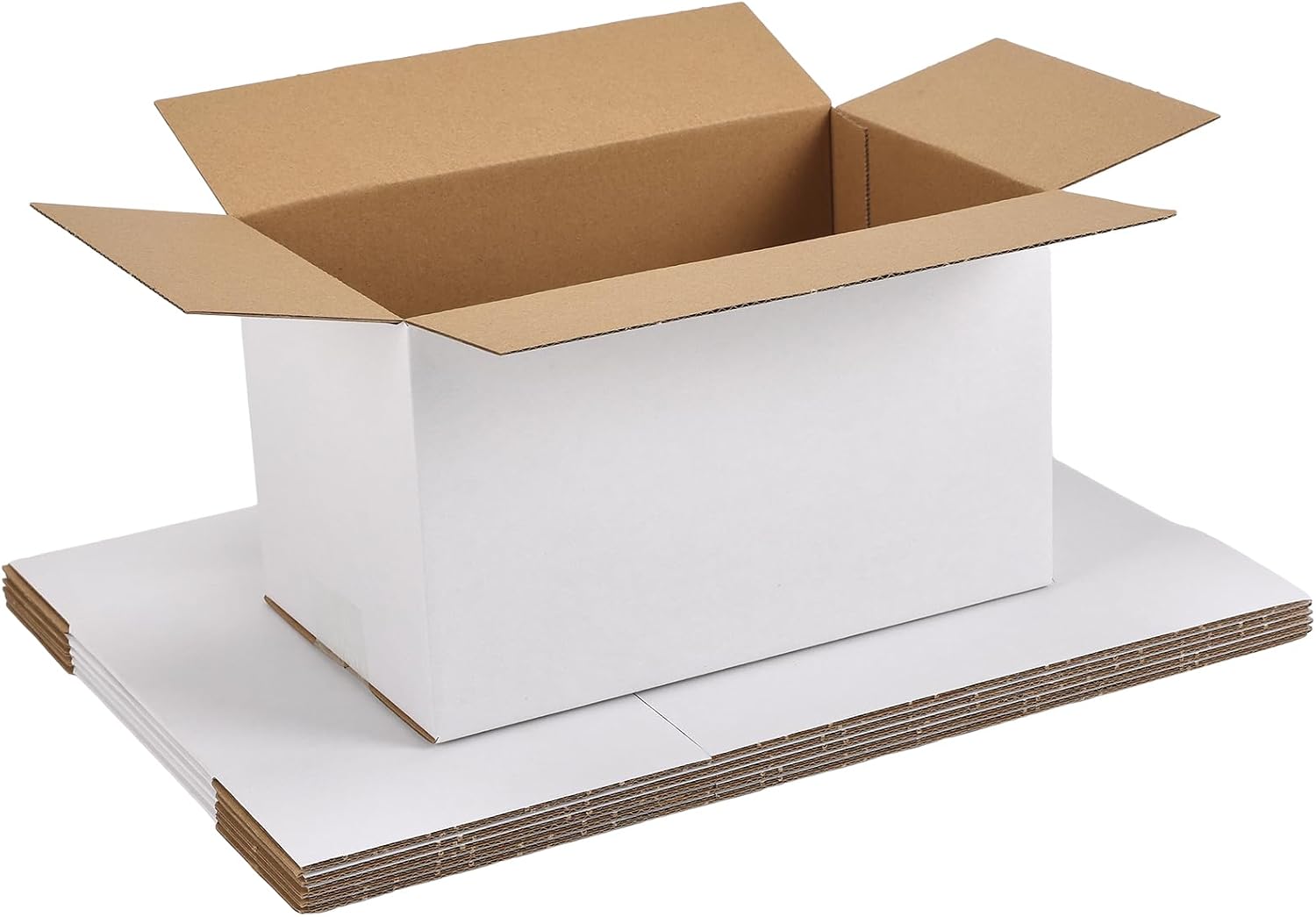 61WTq5-ritL._AC_SL1500_.jpg Small White Shipping Boxes (10×6×6 inches, Pack of 6) – Corrugated cardboard; suitable for shipping, moving, and gift storage - Image 1