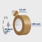 Brown Kraft Paper Sealing Tape (2 inches x 55 yards, 7 mil thickness, 6-roll pack) - Image 2
