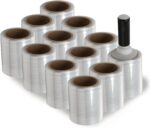Handheld Stretch Wrap Rolls (5" x 1000', Portable Handle Included, 12-Pack) – Clear Film for Home Storage and Item Bundling